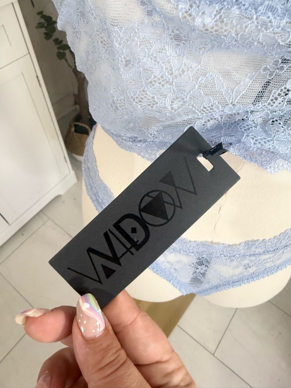 Widow Sheer Lace Bralette & Bikini Set in Light Blue Bin#5 - Picture 5 of 5